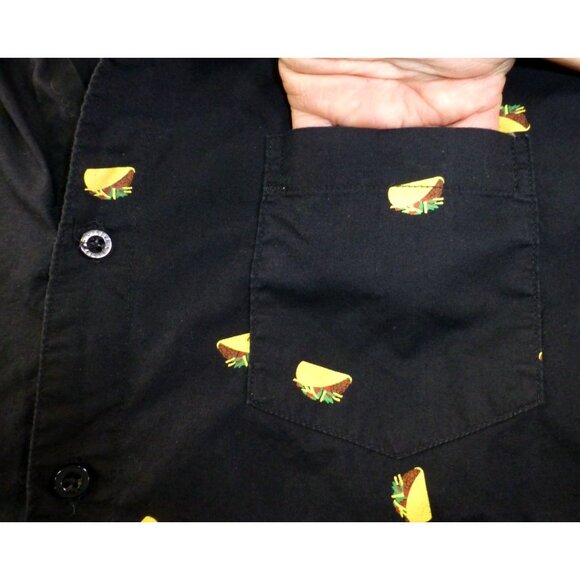 Visive All Over Taco Print Graphics Short Sleeve Button Shirt Mens Large Novelty - Picture 3 of 9